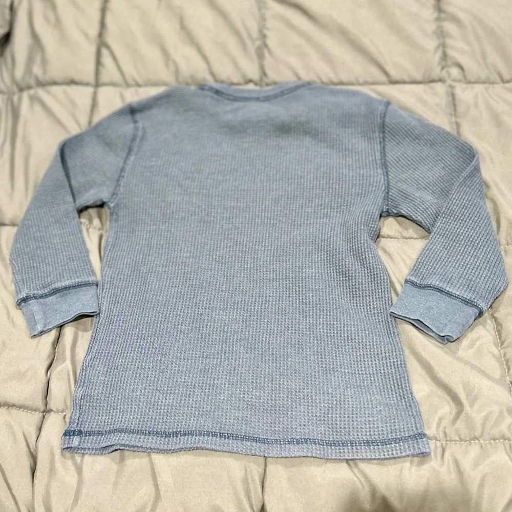 Wonder Nation Boys Waffle Knit Long Sleeve Shirt Size 6–7 Blue